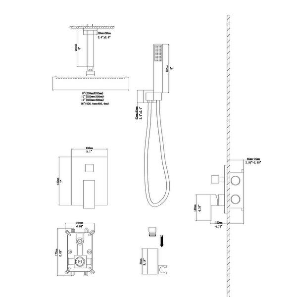 Shower Head Rough Chrome Top Mount Dual Shower Heads with Rough-In Valve Body and Trim ...