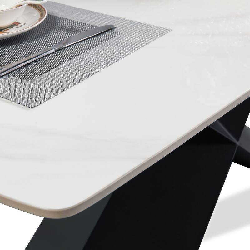 Furniture of America Thalassa Modern 7-Piece Ceramic Top Dining Table Set