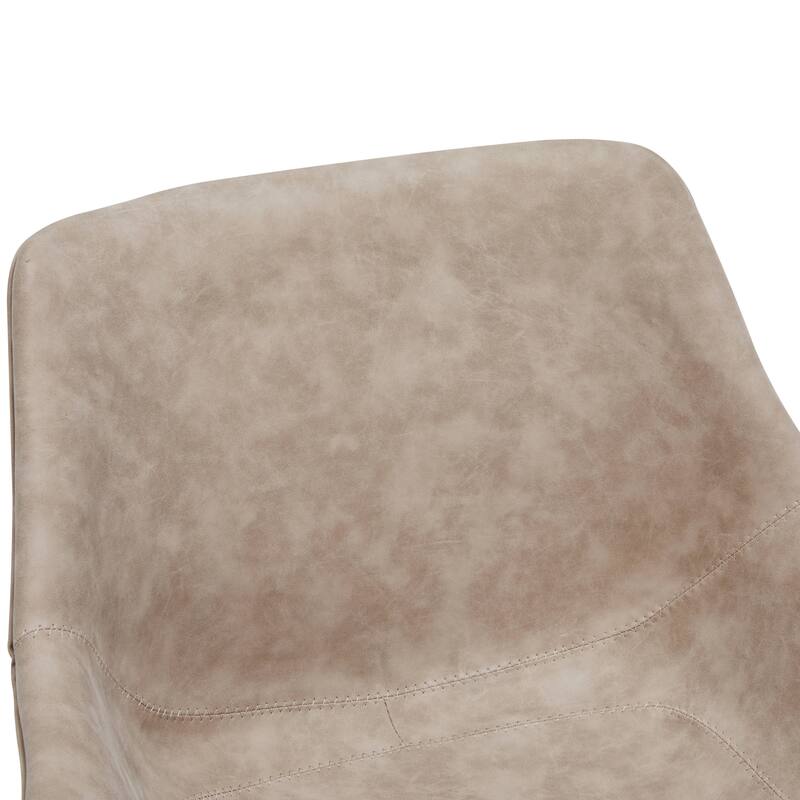 Markley Modern Swivel Dining Chair with Distressed Leather Upholstery, Ergonomic Back, and Black Metal Legs for Home or Office