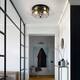 2-Light Flush Mount Glass Ceiling Light with Metal Frame - N/A
