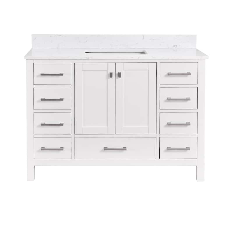 StarrySky 48 inch Undermount Single Sink Bathroom Vanity with Engineered Carrara Marble Top