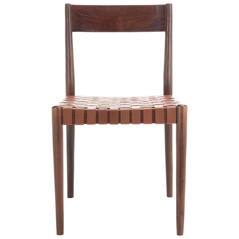 SAFAVIEH Myrle Leather Dining Room Chair (Set of 2) - 18.5" W x 20" L x 31.5" H - 19Wx20Dx32H