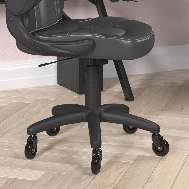 Office Gaming Chair with Skater Wheels & Flip Up Arms - LeatherSoft