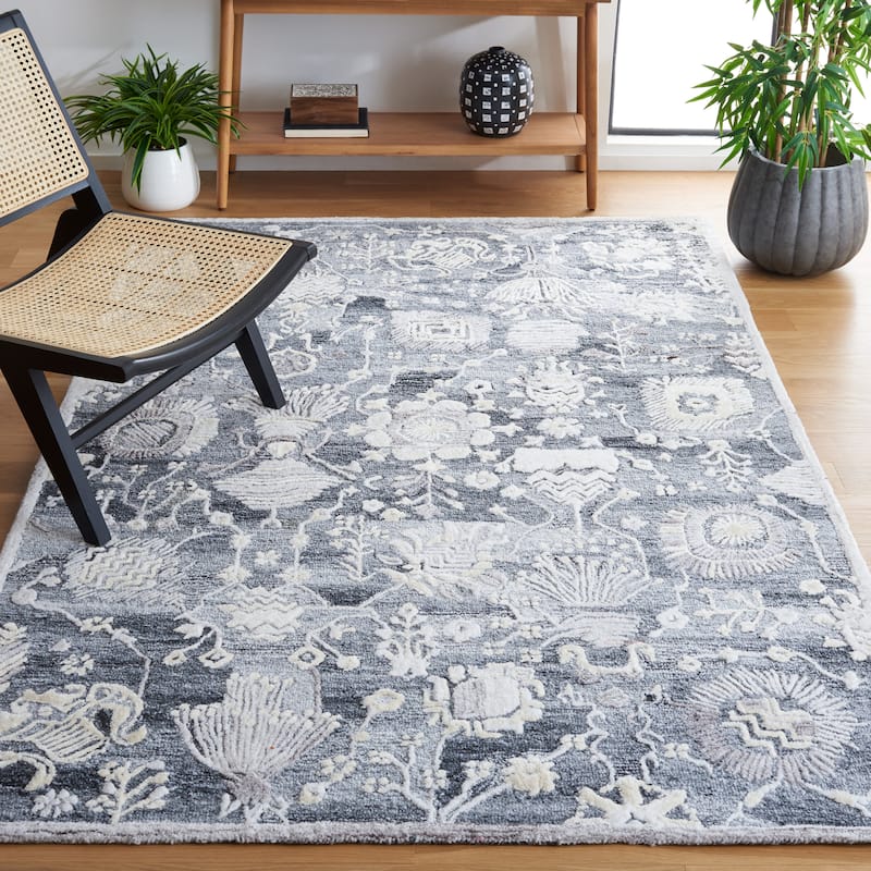 SAFAVIEH Handmade Glamour Adeliya Modern Viscose Rug - 5' x 8' - Grey/Ivory