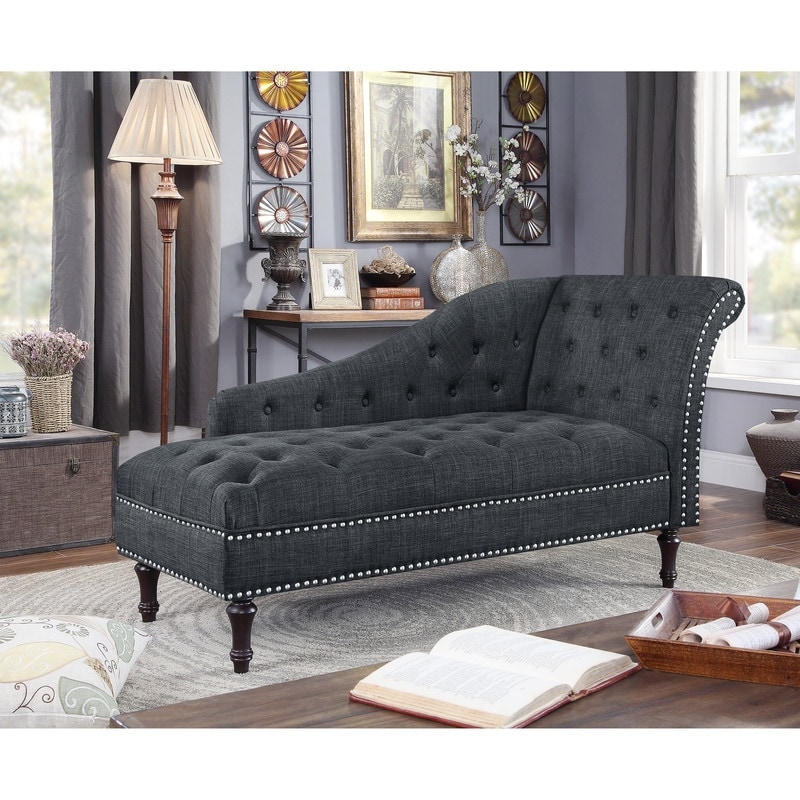 Rosevera DeedeeTufted Chaise Lounge with Nailhead Trim