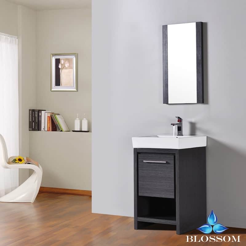 Blossom Milan 20-Inch Bathroom Vanity with Ceramic Sink and Mirror Set