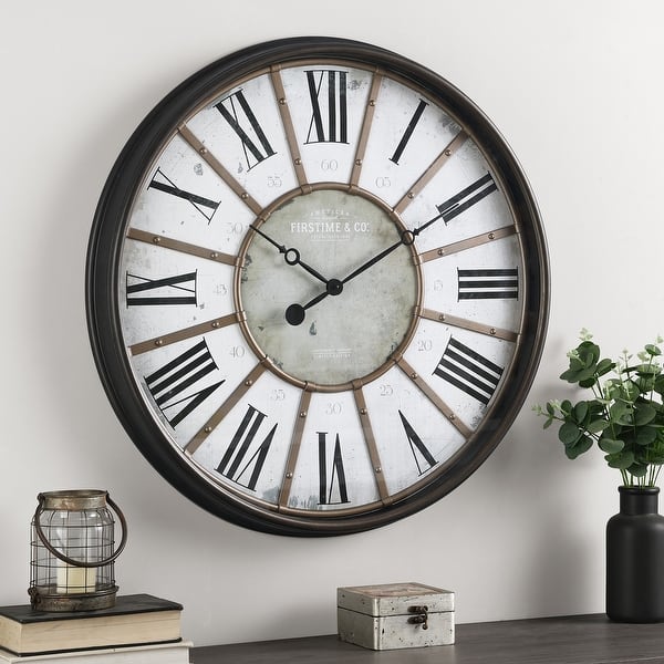 slide 2 of 6, FirsTime & Co. Bronze Roman Farmhouse Wall Clock, Plastic Frame, Glass Lens Oil Rubbed Bronze