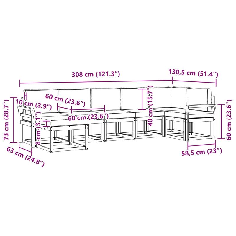 vidaXL Outdoor Sofa Set with Cushion 7 pcs Natural and Anthracite