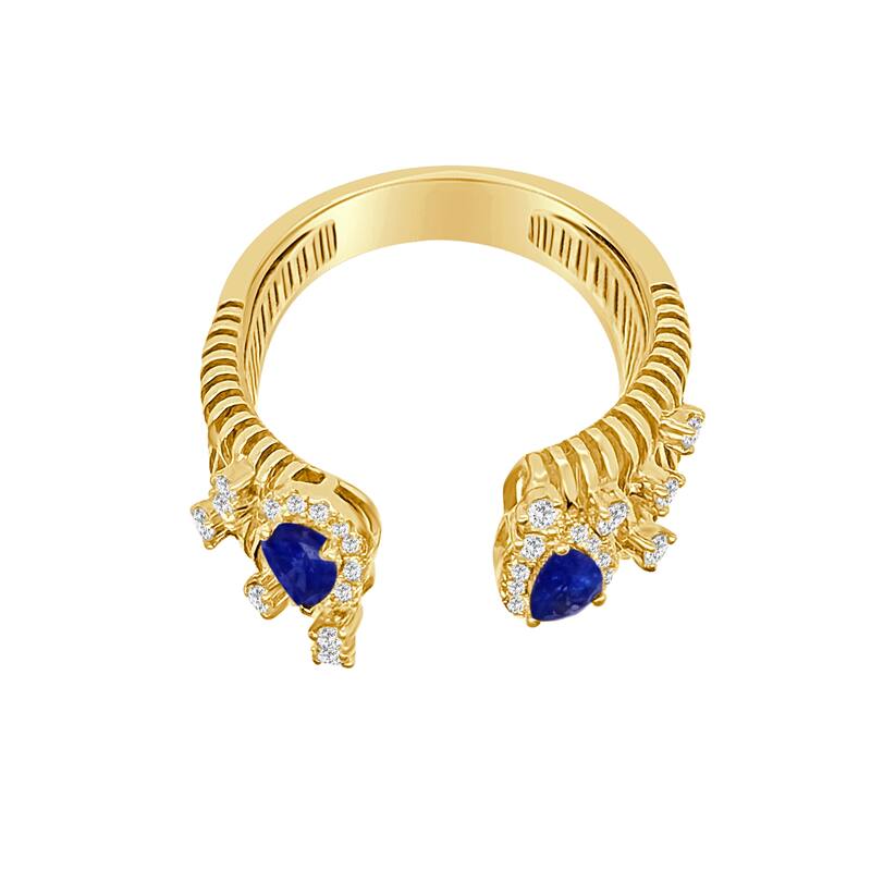 Auriya 14k Gold Sapphire and Diamond Dual Pear Halo Open Band 0.30 ct. tw. (F-G, VS)