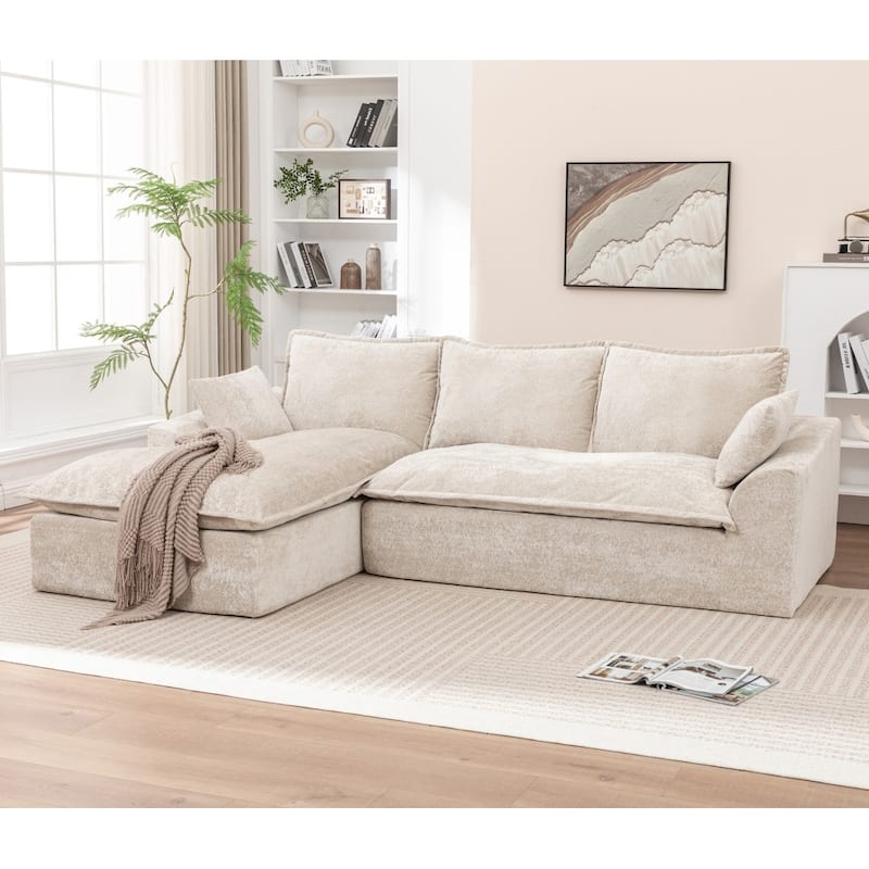 103.15" Modern Chenille Boneless Sectional Sofa with Chaise