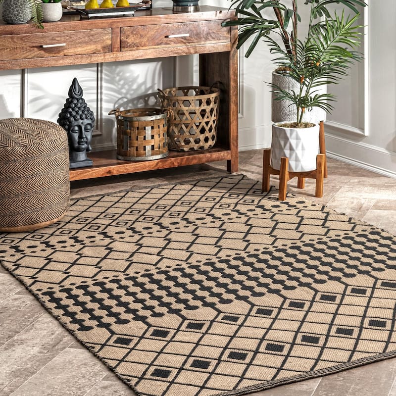 Nuloom Anika Moroccan Hand Woven Jute Area Rug - 7'6" x 9'6" - Natural - Rectangle