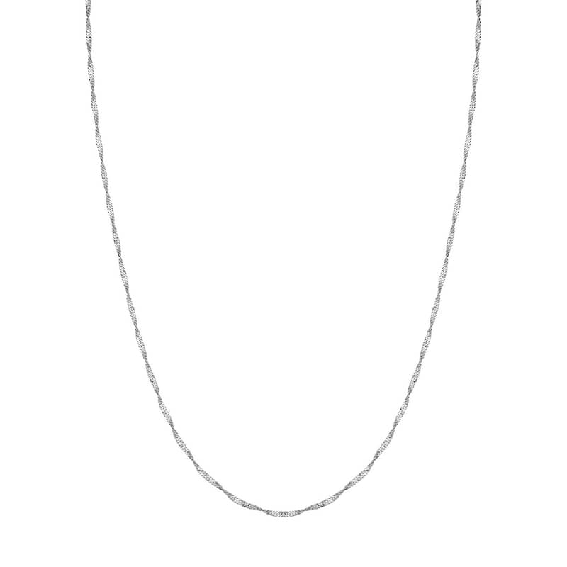 Curata 14k White Gold Singapore Chain Necklace 1.7mm (Lobster)
