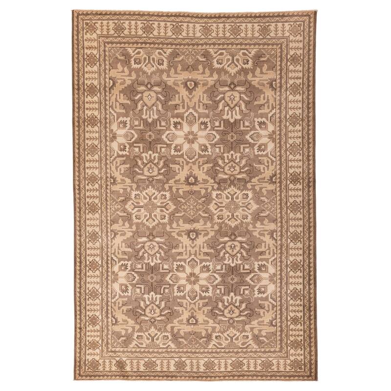 ECARPETGALLERY Hand-knotted Finest Kargahi Brown Wool Rug - 6'7 x 9'11