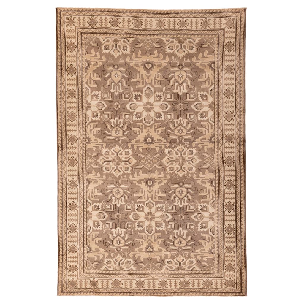 ECARPETGALLERY Hand-knotted Finest Kargahi Brown Wool Rug - 6'7 x 9'11