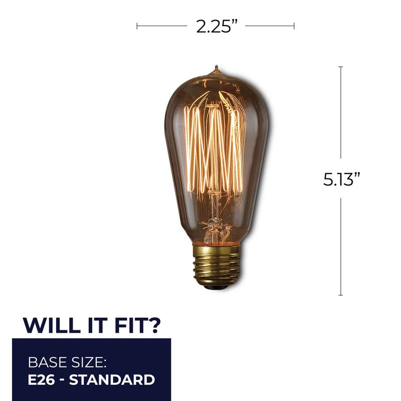Bulbrite Pack of (4) Dimmable Antique Nostalgic Filament Incandescent Bulb - 60 Watt - Thread Filament ST18 Medium (E26)