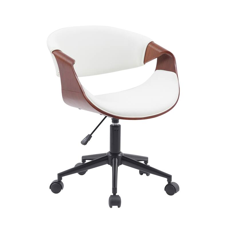 Porthos Home Elio Faux Leather Mid Century Office Chair with Black Metal Base