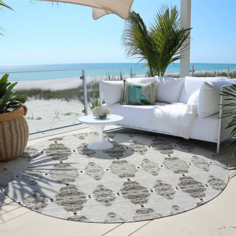 Machine Washable Indoor/ Outdoor Chantille Modern Boho Damask Rug