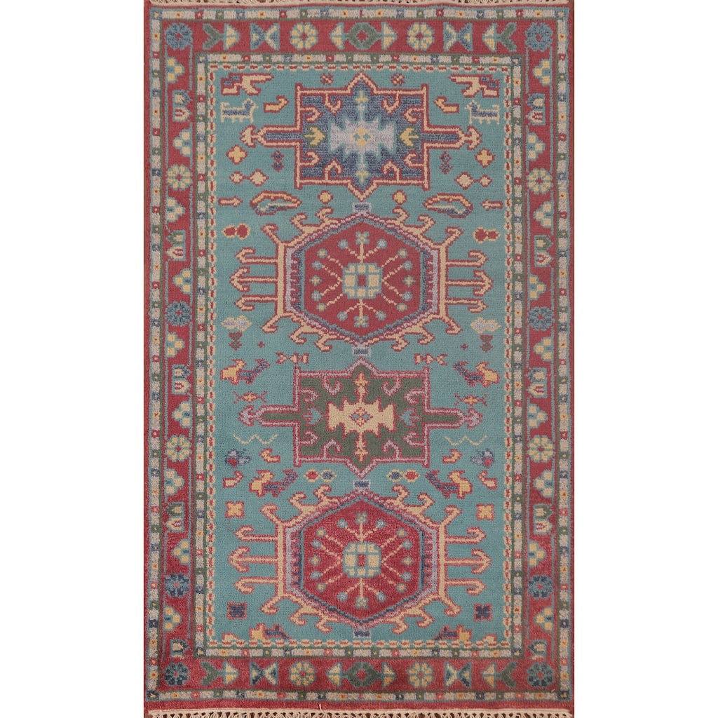 Traditional Kazak Oriental Accent Rug Handmade Wool Carpet - 3'0"x 5'0"