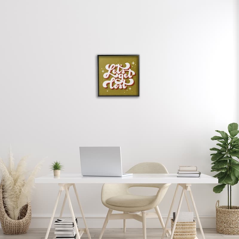 Stupell Let's Get Lost Retro Lettering Framed Giclee Art Design By Sarah Hickman