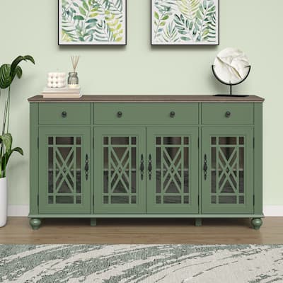 63" Vintage Style Kitchen Accent Buffet Sideboard Cabinet w/ Drawers - 63" in Width