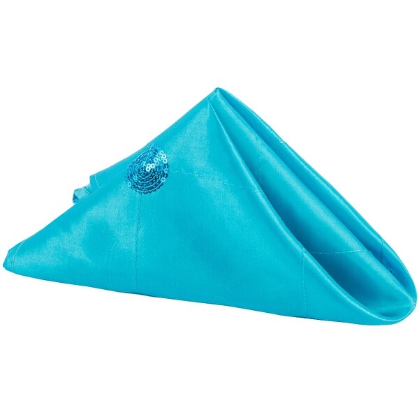 10 Pieces, Sequins Taffeta Napkin Approx. 20"x20" square Edge: Hemmed Pattern: Approx: 1 inch thickness - Aqua Blue