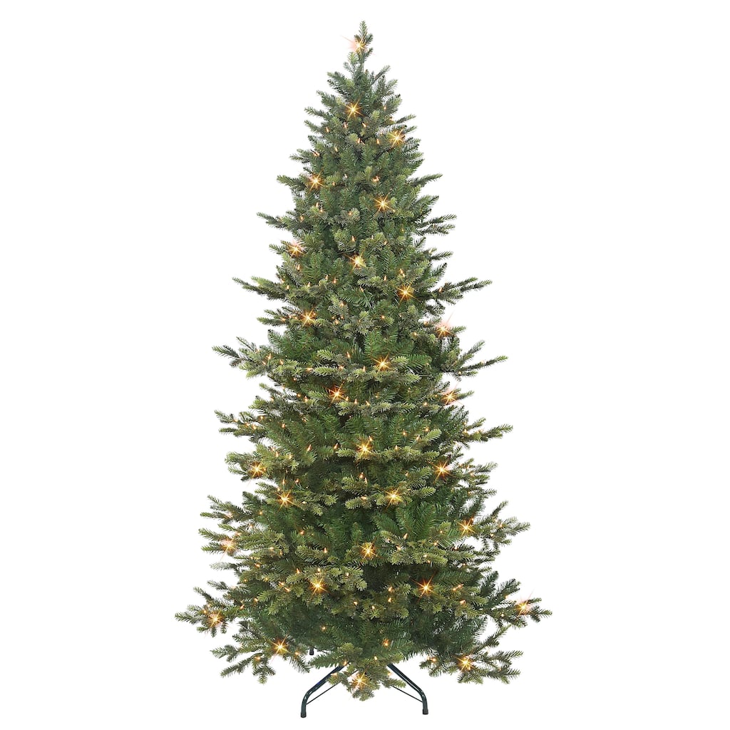 Puleo International 7.5 ft. Pre-lit Slim Royal Majestic Douglas Fir Downswept Artificial Christmas Tree