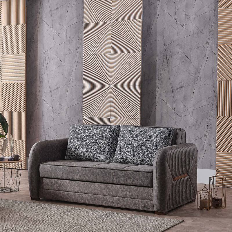 Collection Upholstered Convertible Loveseat With Storage