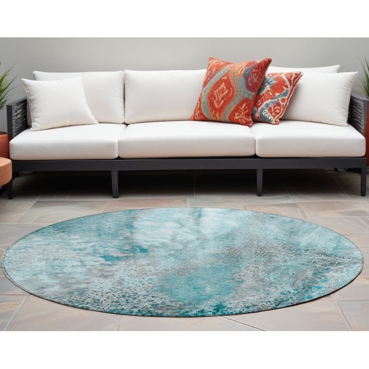 Lalu Modern Art-Inspired Weather Resistant Modern Chic Outdoor Rug - 8' Round - Multi