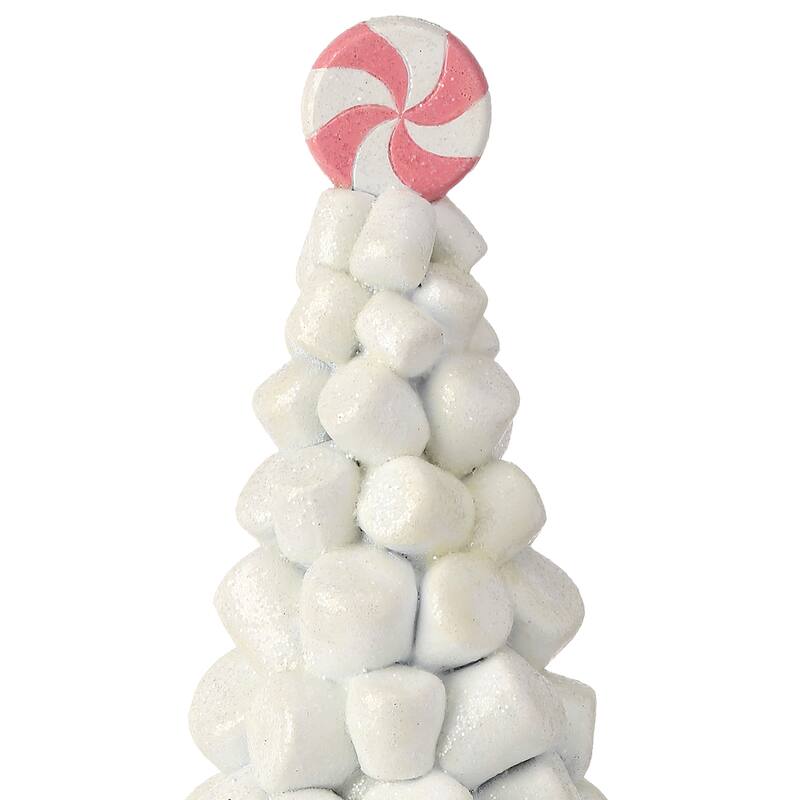 12" Resin Marshmallow Tree On Pedestal