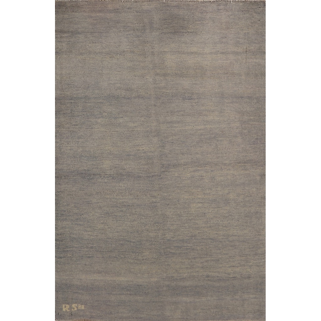 Gray Modern Gabbeh Oriental Foyer Rug Hand-Knotted Wool Carpet - 3'3"x 4'11"