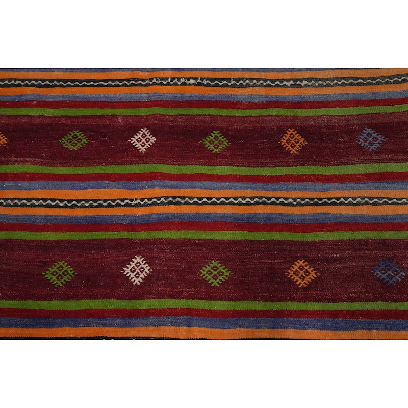 Hand Woven Oriental 100% Wool Carpet Southwestern Tribal Red Kilim Area Rug - 9' 11'' X 5' 4''