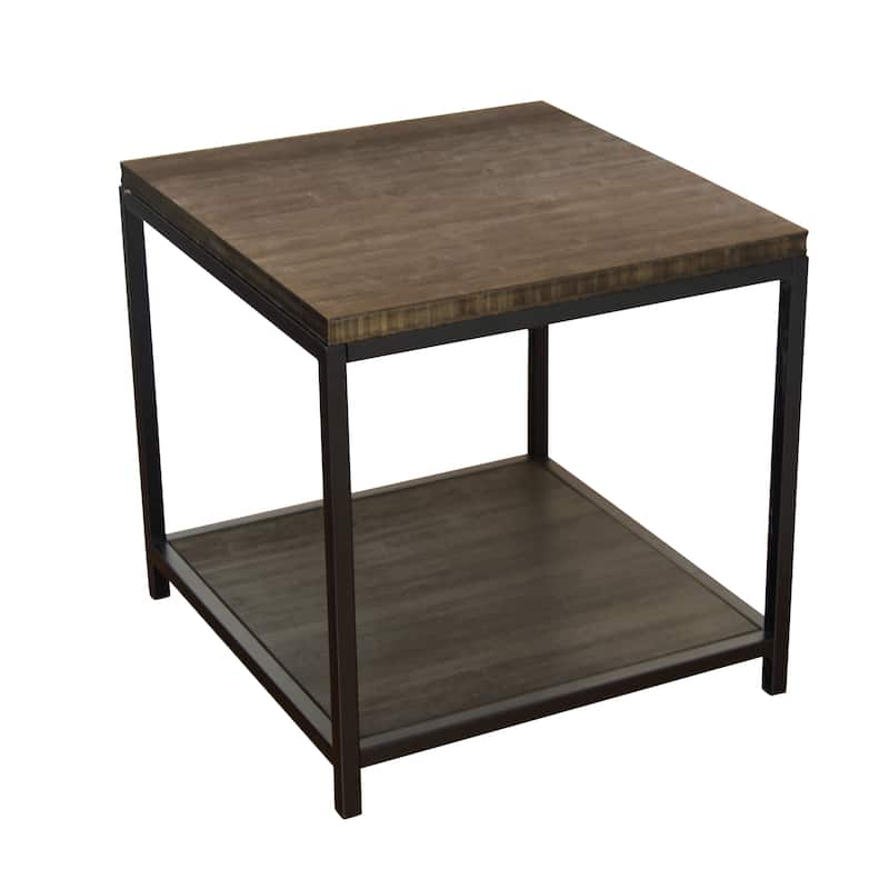 Eccostyle 2-Tier Solid Bamboo Steel Frame End Table - Brushed Brown - 20x20x20
