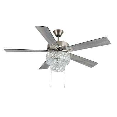 Copper Grove Olivia Satin Nickel 52-in. Beaded Braid LED Ceiling Fan - 52"L x 52"W x 21"H