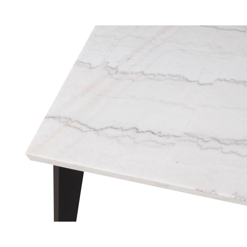 5 Piece Square Counter Height Dining Set with Faux Marble Top in Black and White