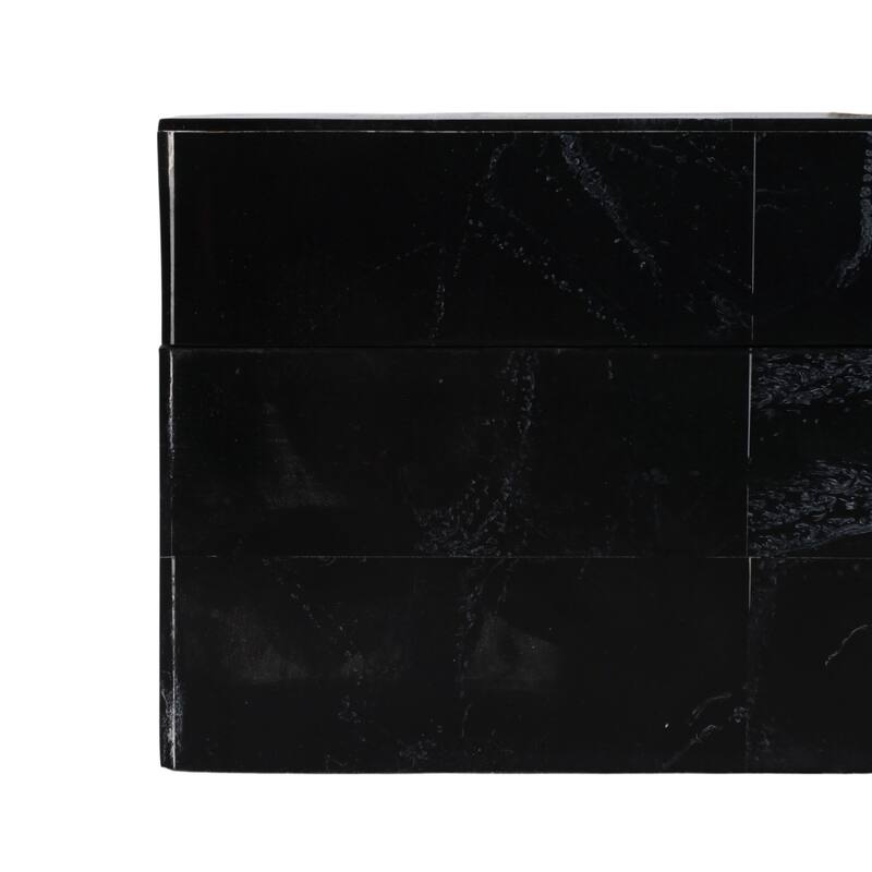 Resin Wood Decorative Storage Boxes (Set of 2) - 5" & 4" Black, Gold - 14" x 8" x 4.5"