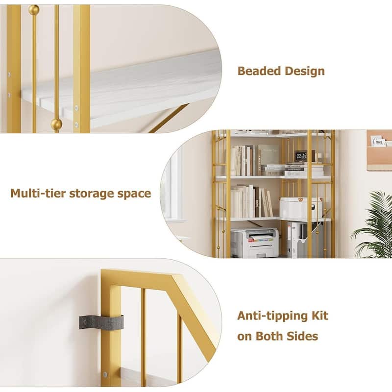 86" 7 Tier Industrial Corner Bookshelf, L-Shaped Bookcase - N/A