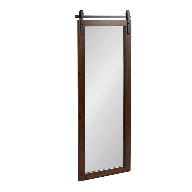 Kate and Laurel Cates Rustic Rectangular Wall Mirror - 20x51 - Walnut Brown