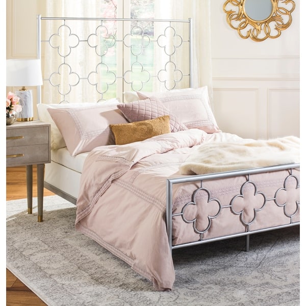 slide 2 of 6, SAFAVIEH Bedding Morris Lattice Metal Full size bed - Antique Silver