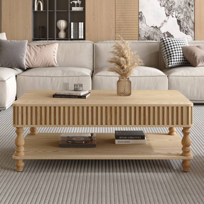 GDF Studio - Modern Wooden Lift-Top Coffee Table with Storage