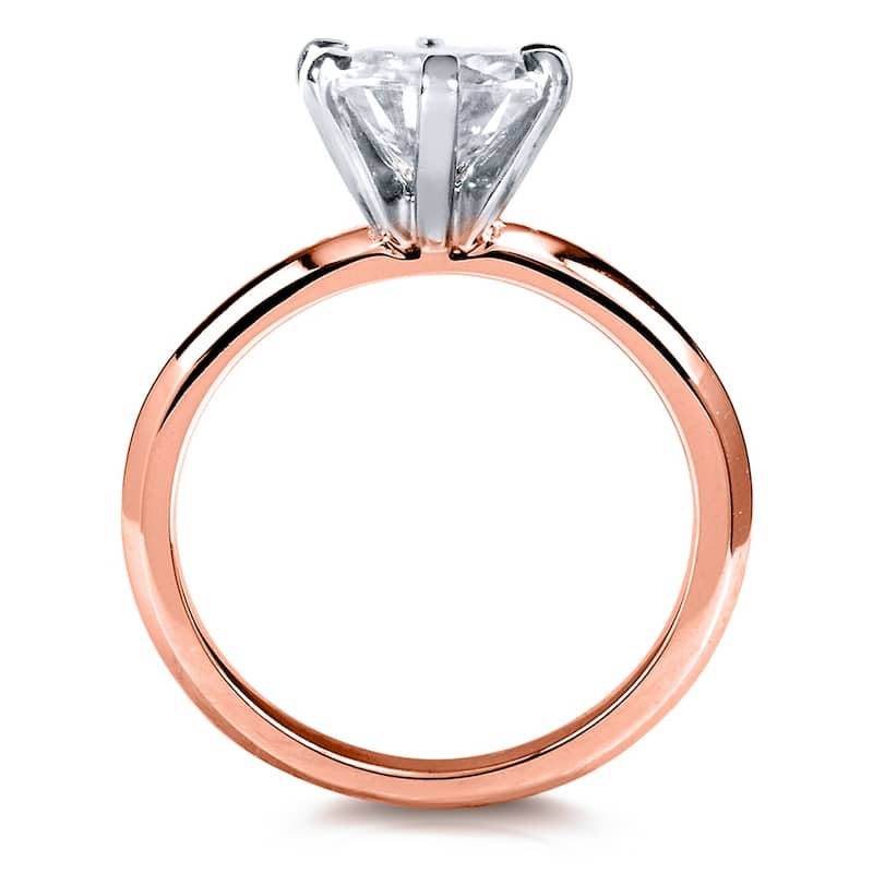Kobelli 2 Carats Moissanite 14k Solid Gold Classic 6-Prong Solitaire Round Brilliant Plain Band Engagement Ring (GH/VS)