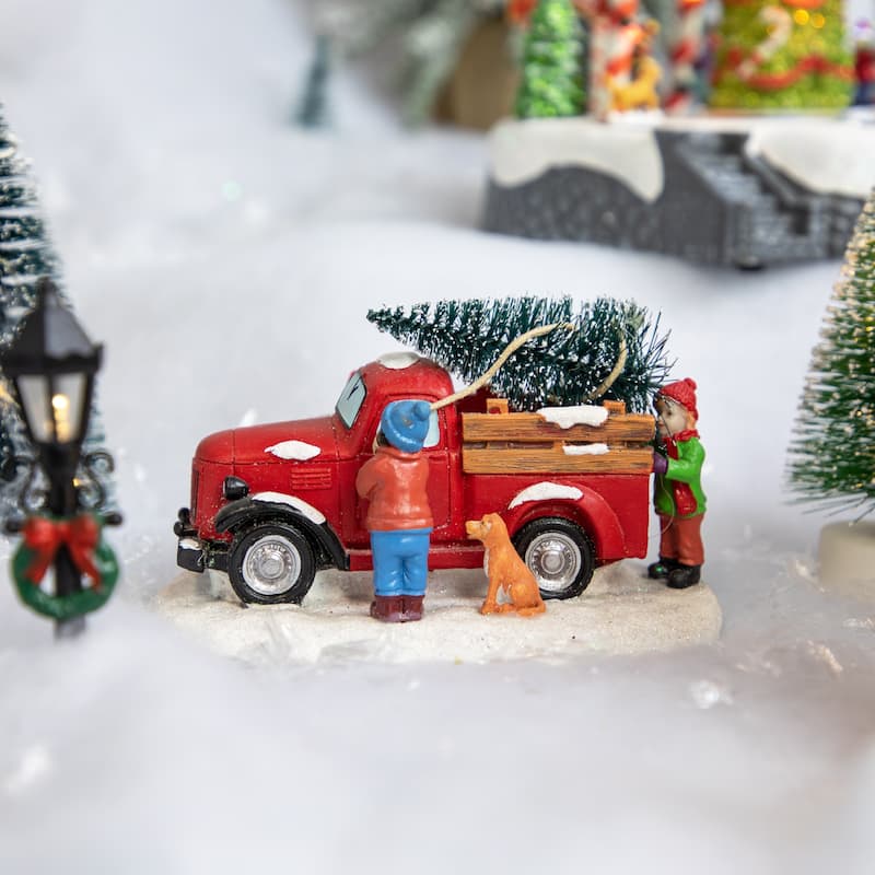 Family Bringing Home the Tree Christmas Village Display Piece - 6"