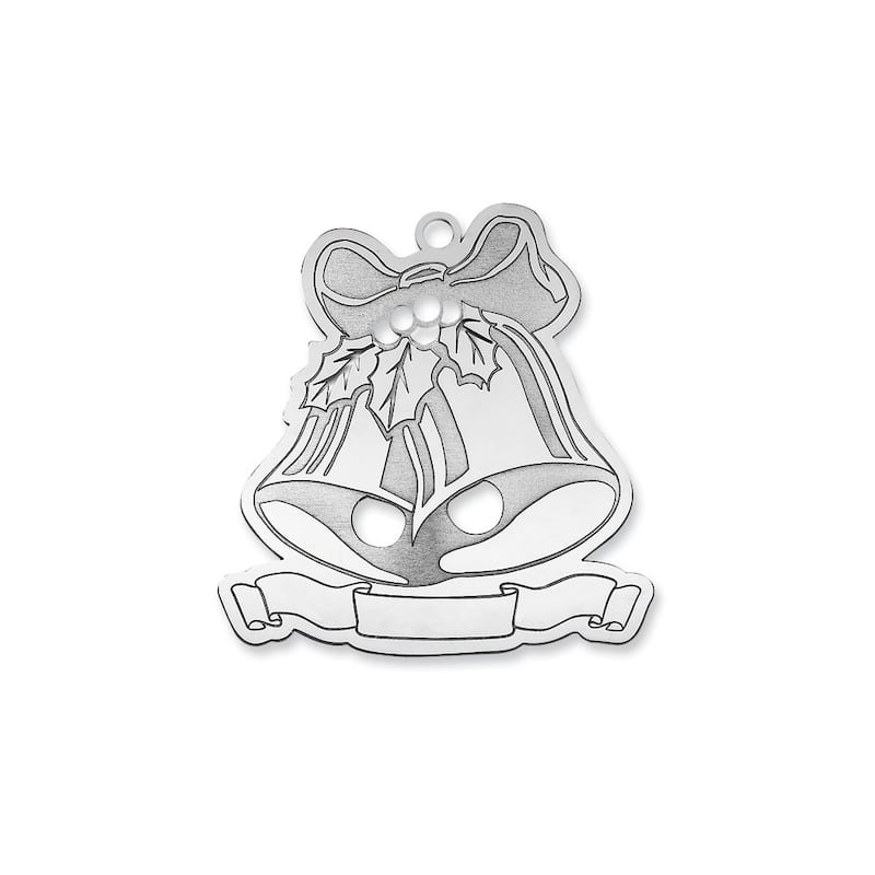 Curata Sterling Silver Rhodium-Plated Blank Christmas Bells Ornament