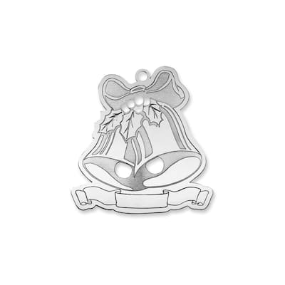 Curata Sterling Silver Rhodium-Plated Blank Christmas Bells Ornament