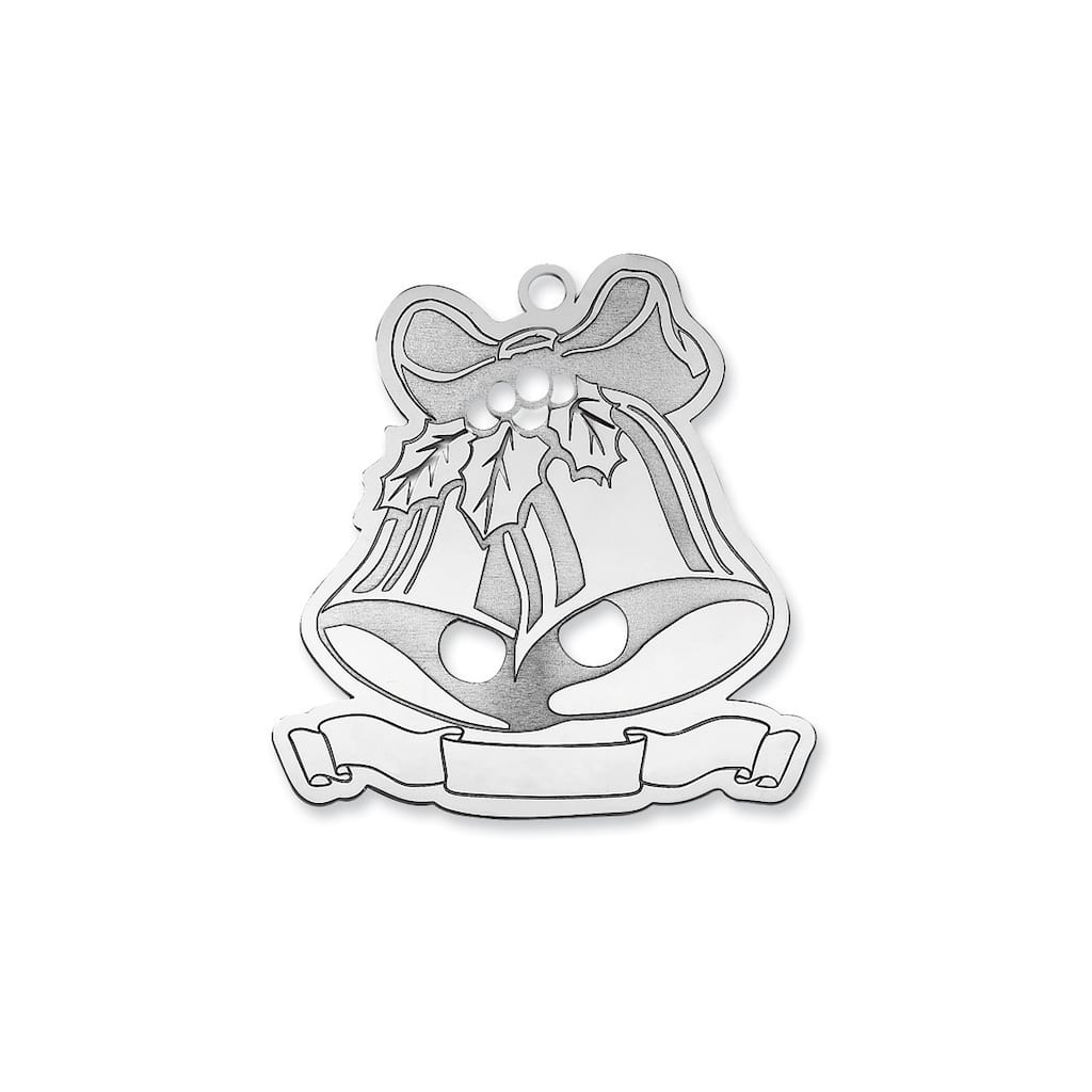 Curata Sterling Silver Rhodium-Plated Blank Christmas Bells Ornament
