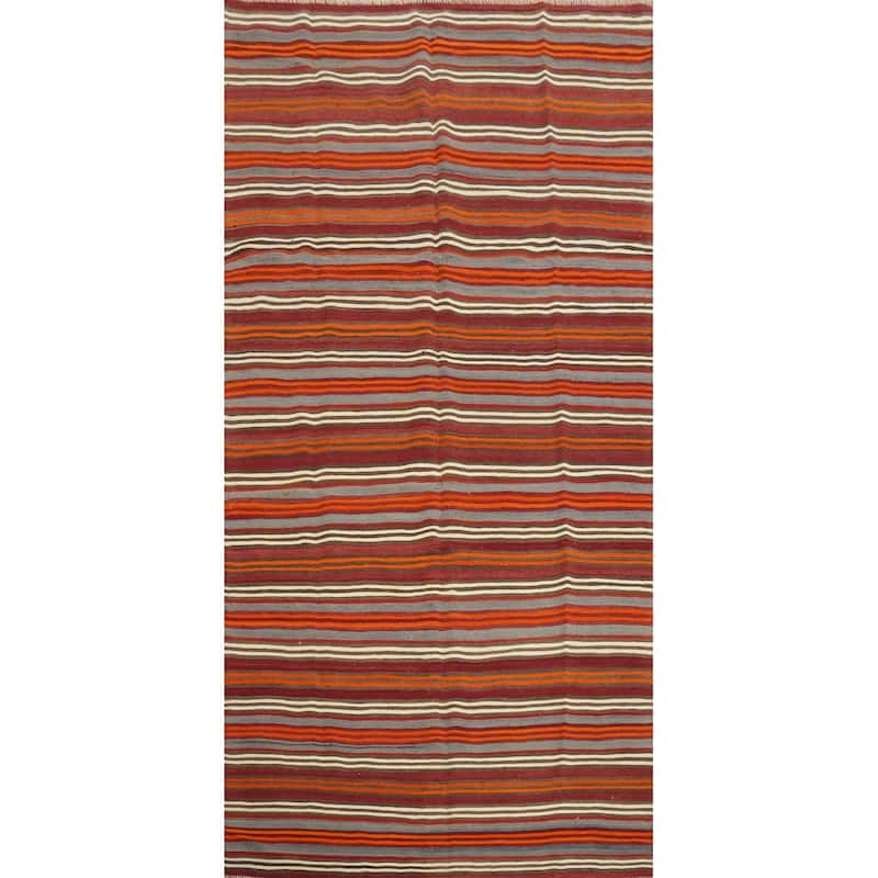 Hand Woven Oriental 100% Wool Carpet Southwestern Geometric Multi-Colored Kilim Area Rug - 11' 0'' X 5' 0''