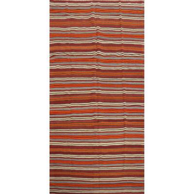 Hand Woven Oriental 100% Wool Carpet Southwestern Geometric Multi-Colored Kilim Area Rug - 11' 0'' X 5' 0''
