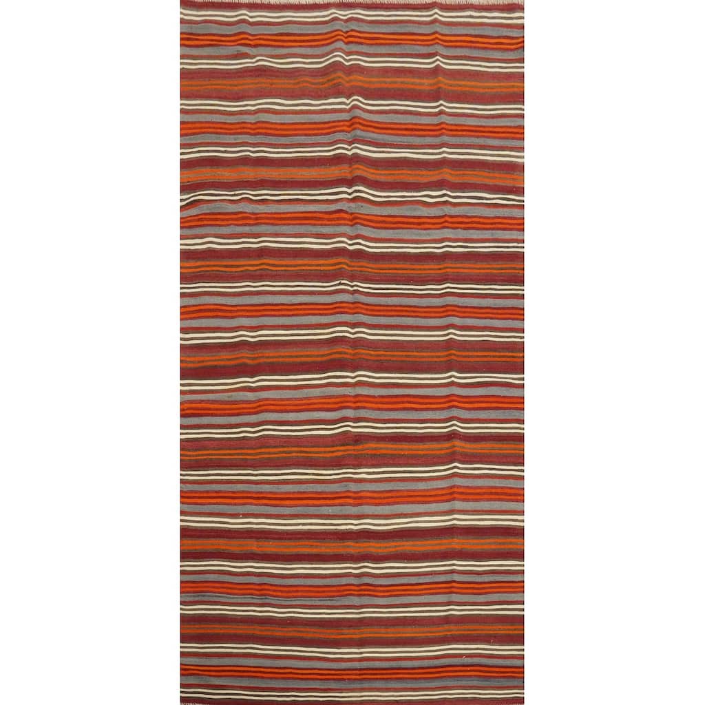 Hand Woven Oriental 100% Wool Carpet Southwestern Geometric Multi-Colored Kilim Area Rug - 11' 0'' X 5' 0''