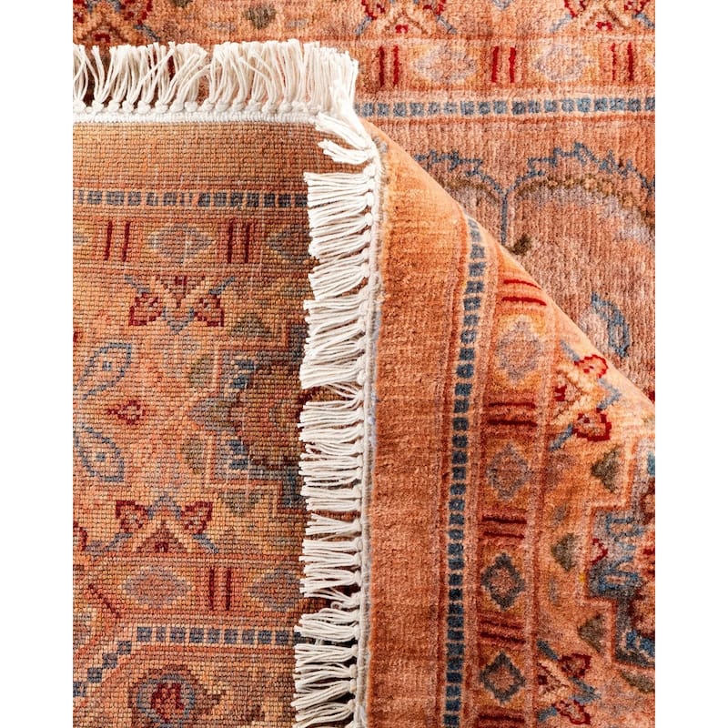 Overton Hand Knotted Wool Vintage Inspired Modern Contemporary Overdyed Pink Octagon Area Rug - 4' 3" x 4' 4"