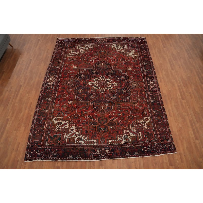 Hand Knotted Oriental 100% Wool Carpet Traditional Medallion Oranges & Rust Heriz Area Rug - 12' 9'' X 10' 0''
