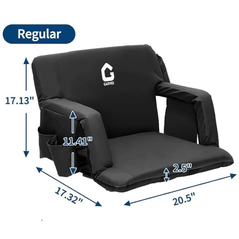 2 PCS 20" Reclining Bleacher Seat, Stadium Chair with Back Support Padded Cushion